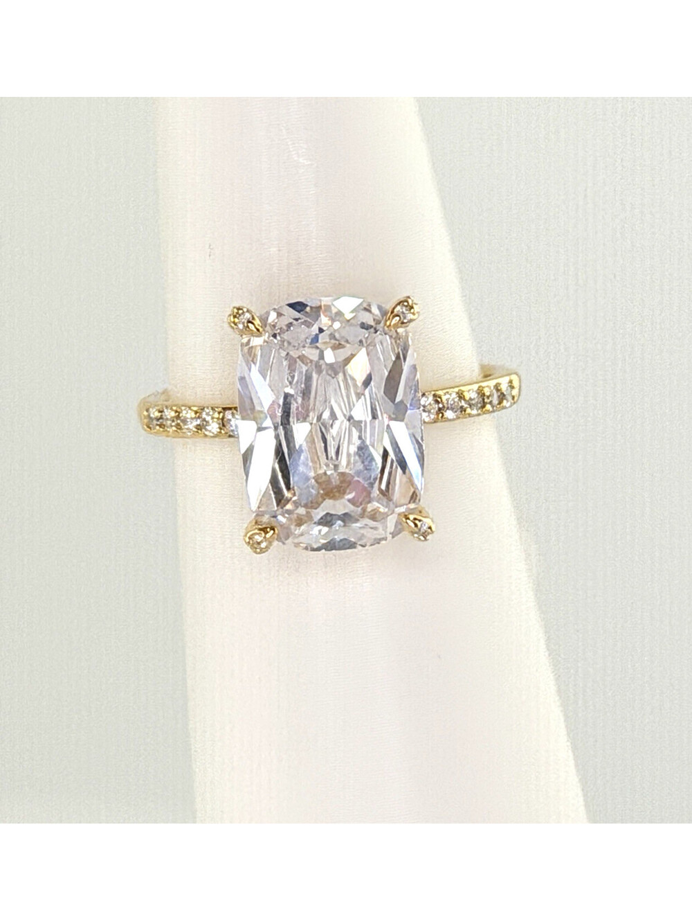 Bomb Party Pave Ring Sz 9 RG66974 "Joyful Embrace" Clear Cz on Yellow Gold